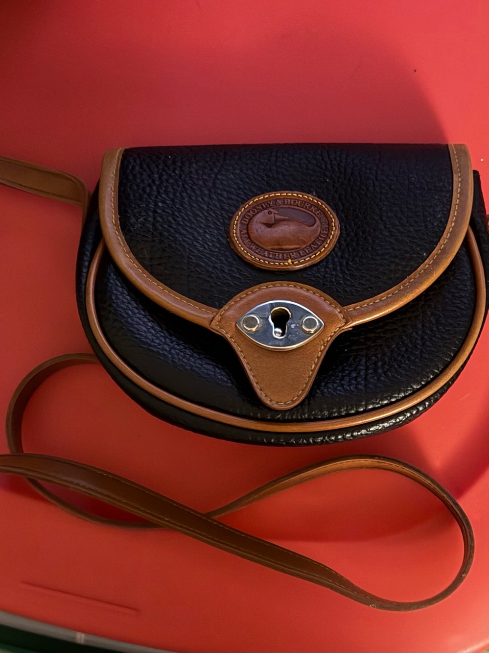 Vintage 1980s Dooney & Bourke Pebbled Leather Crossbody with Duck head flap
